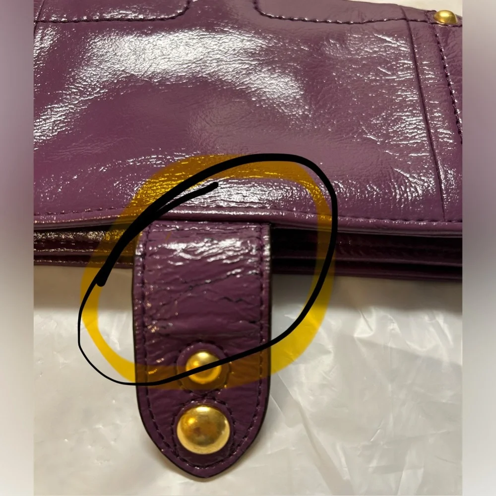 Vintage Juicy Couture Plum Leather Zip-Around Wallet with Gold Hardware